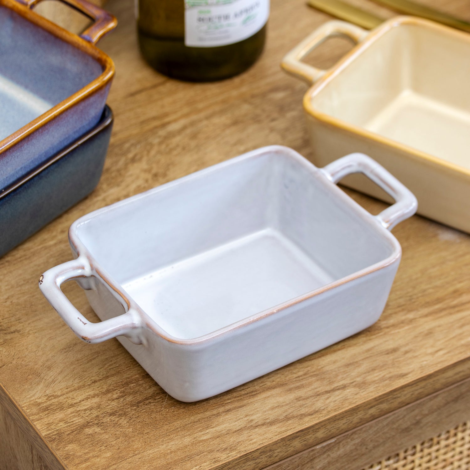 Set Of 4 Dark Reactive Glaze Mini Oven Dishes