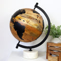 Wood And Metal Globe Ornament On Marble Base