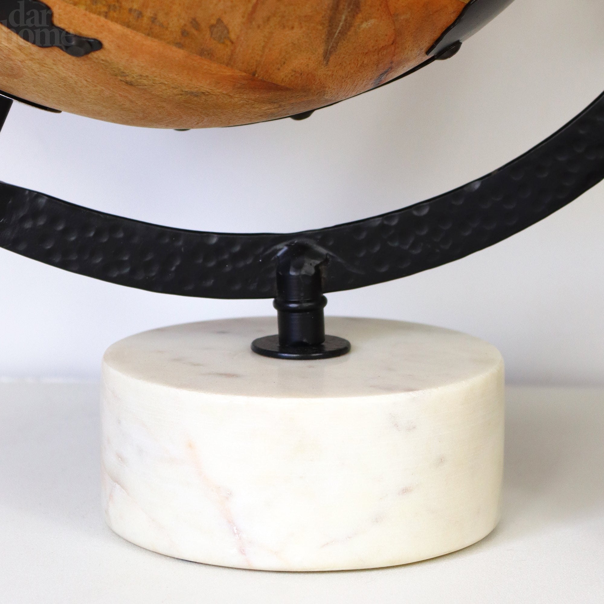 Wood And Metal Globe Ornament On Marble Base