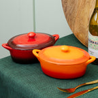 Set Of 2 Ombre Stoneware Small Oval Casserole Dishes