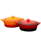 Set Of 2 Ombre Stoneware Small Oval Casserole Dishes