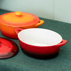 Set Of 2 Ombre Stoneware Small Oval Casserole Dishes