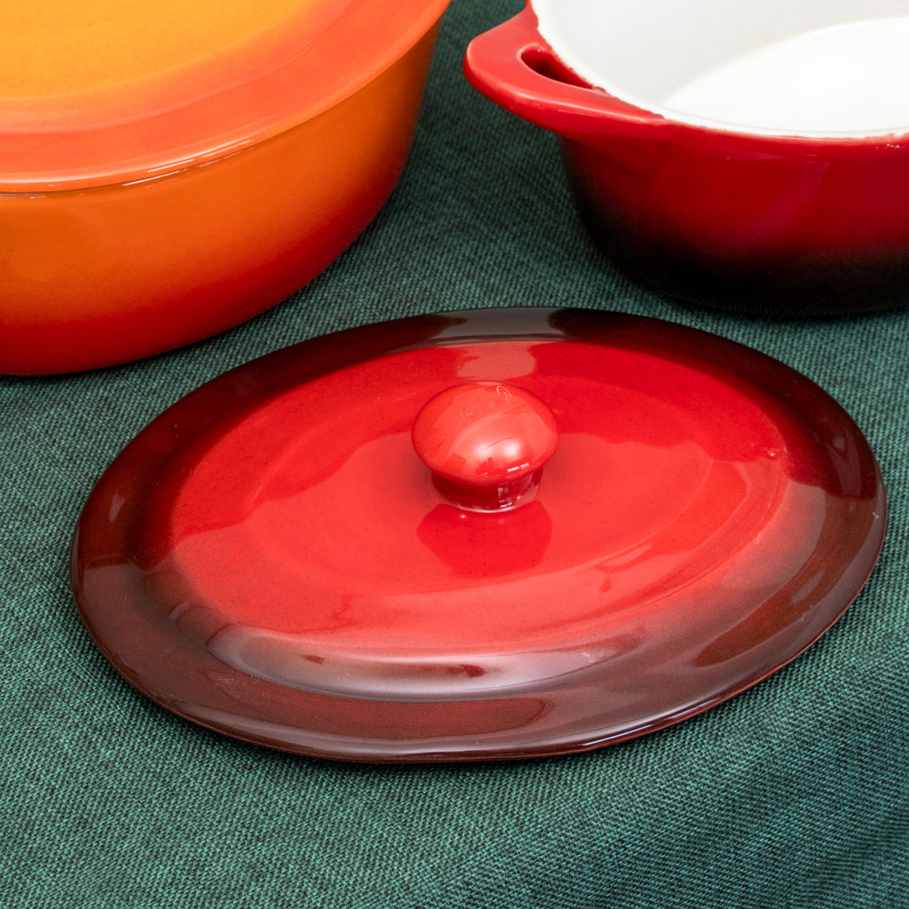 Set Of 2 Ombre Stoneware Small Oval Casserole Dishes