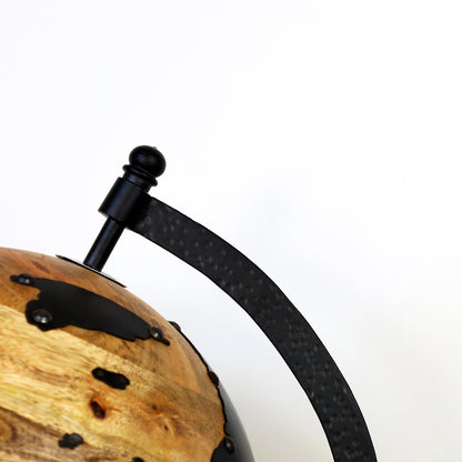 Wood And Metal Globe Ornament On Marble Base