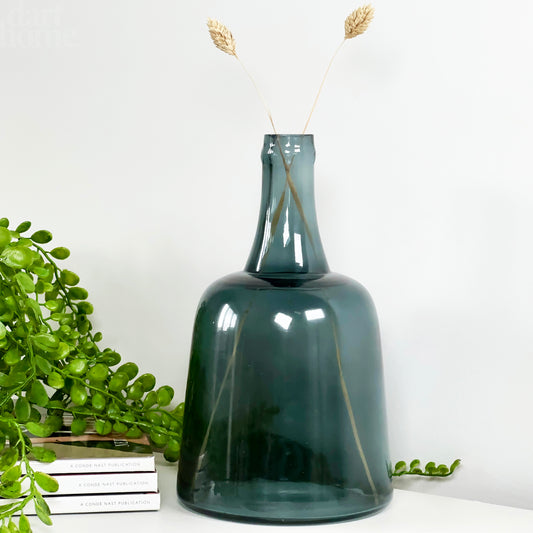 Azure Blue Glass Bottle Vase