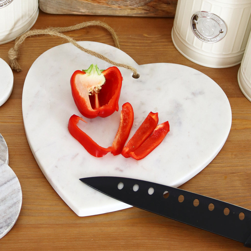 White Love Heart Marble Board
