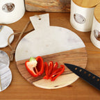 Round White Marble & Wood Board