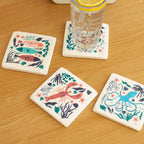 Set Of 4 Sea Creatures Ceramic Coasters
