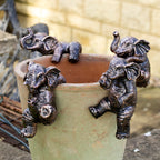 Set Of 4 Bronze Elephant Pot Hangers