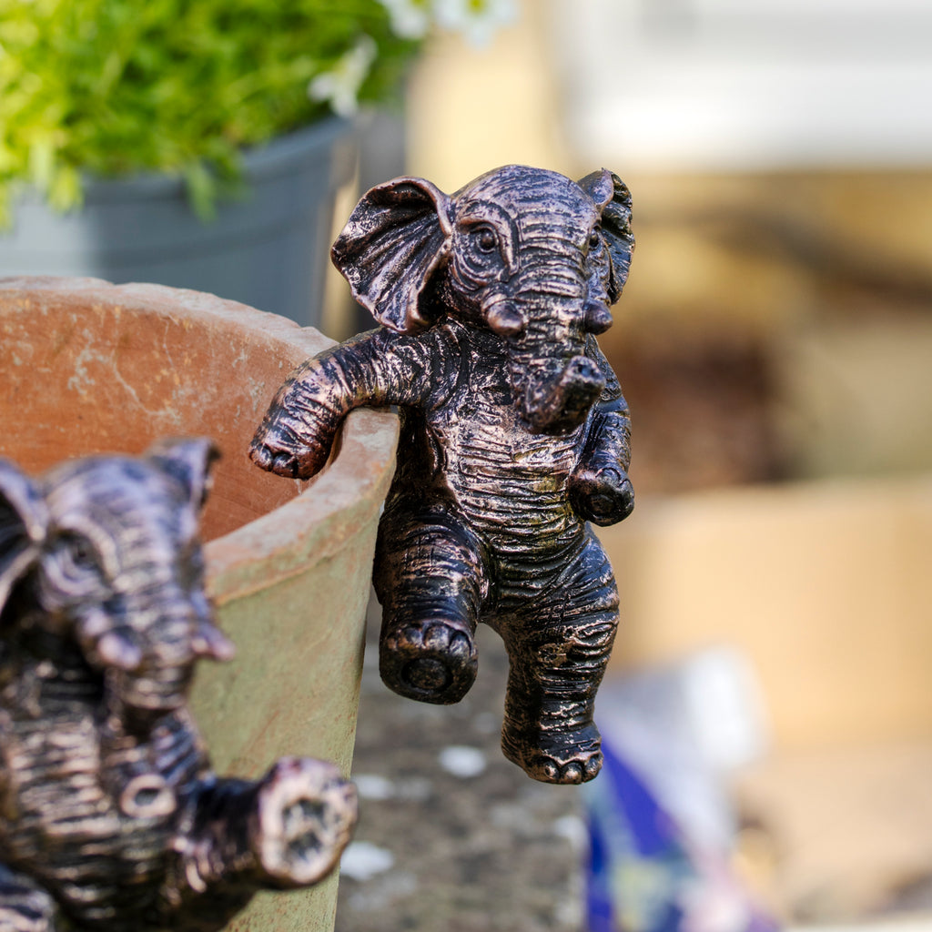 Set Of 4 Bronze Elephant Pot Hangers