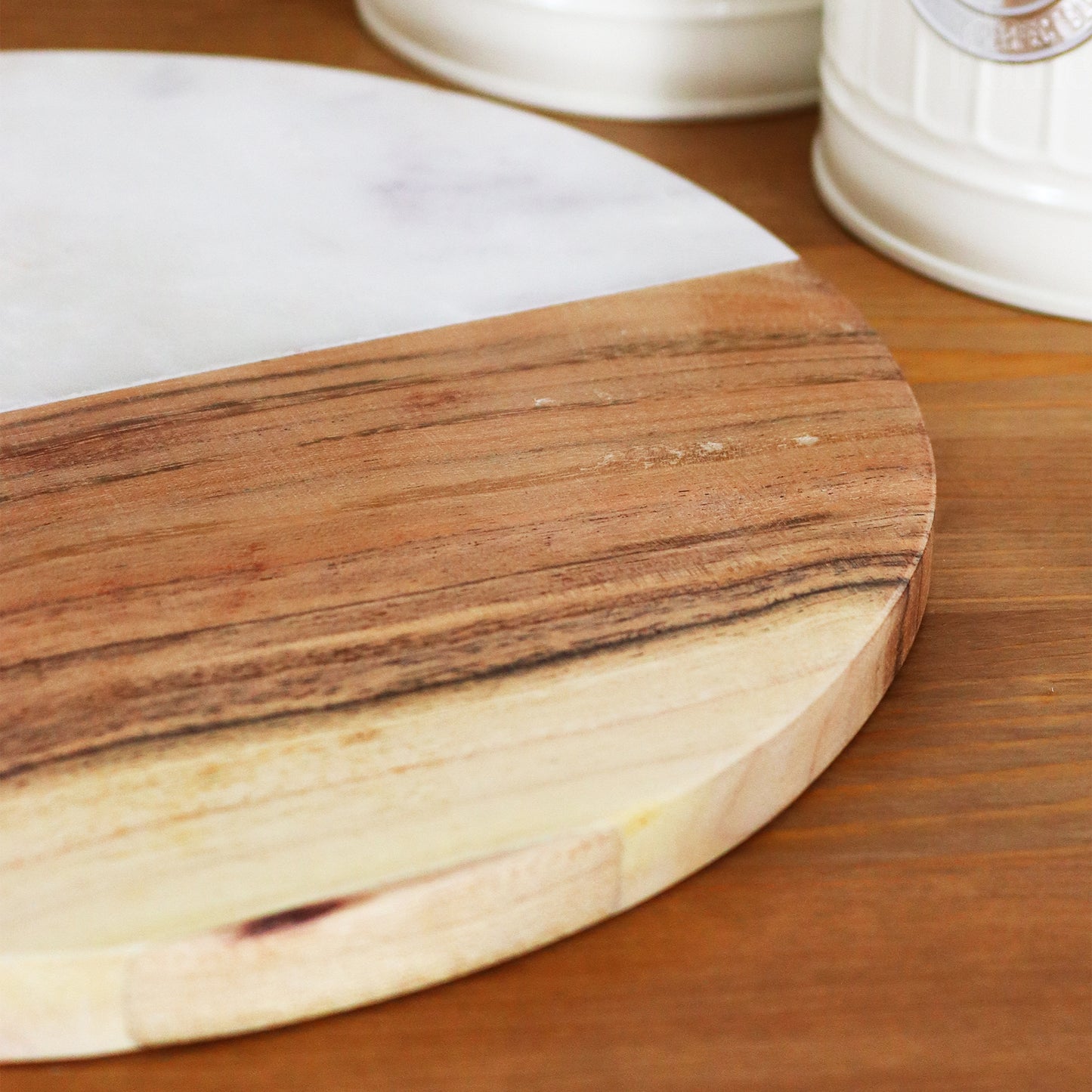 Round White Marble & Wood Board
