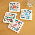 Set Of 4 Sea Creatures Ceramic Coasters