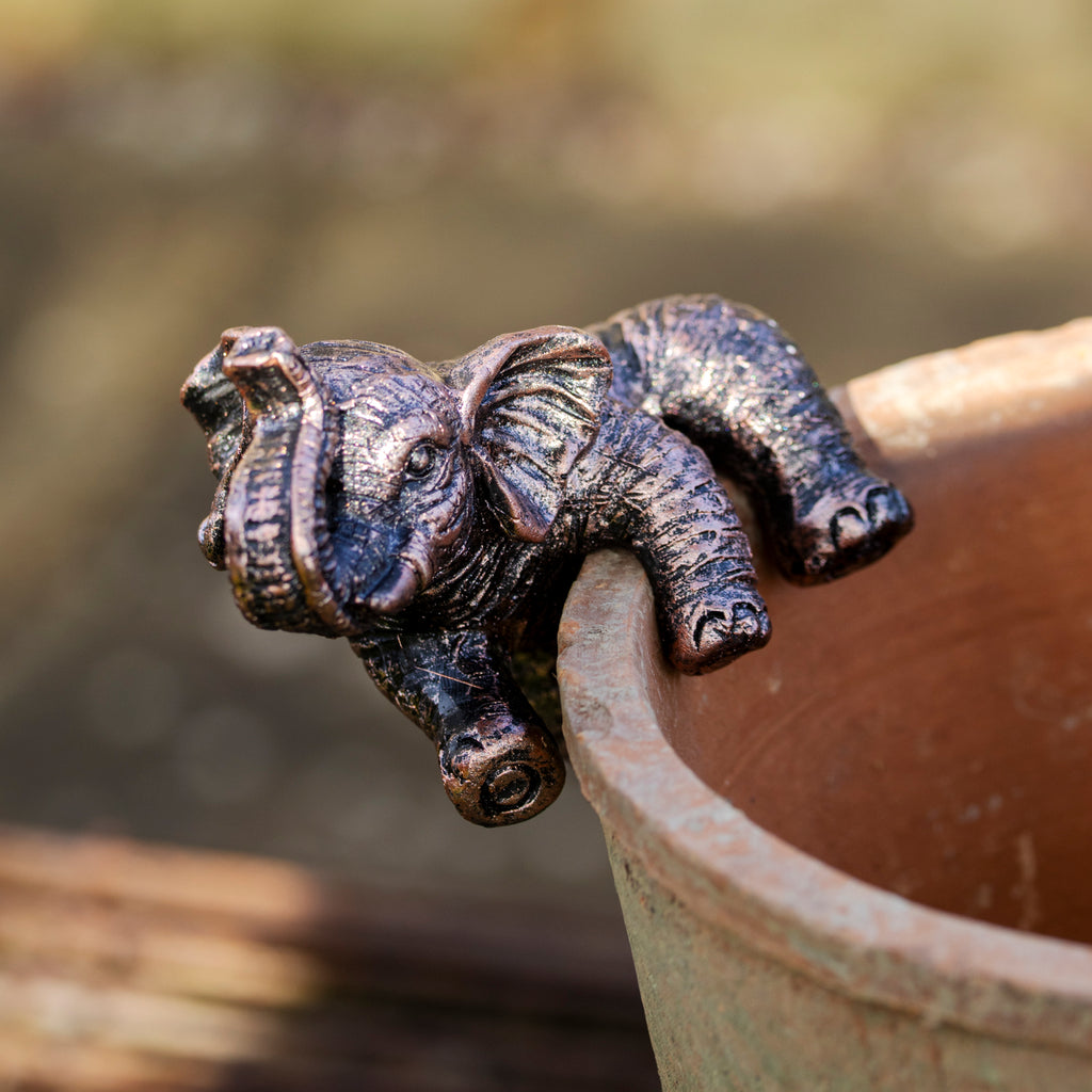 Set Of 4 Bronze Elephant Pot Hangers