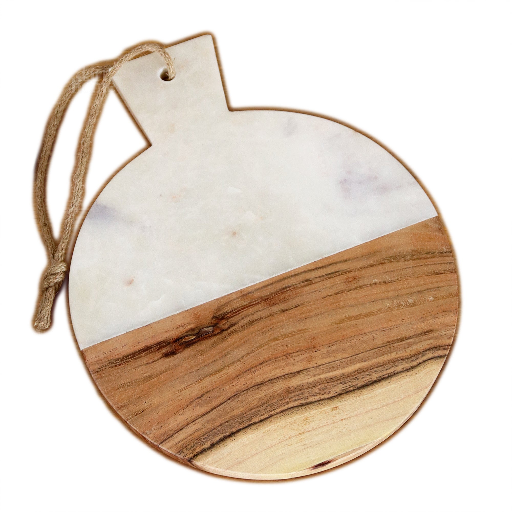 Round White Marble & Wood Board