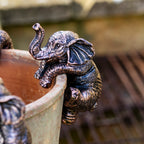 Set Of 4 Bronze Elephant Pot Hangers