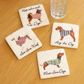 Set Of 4 Dogs In Coats Ceramic Coasters