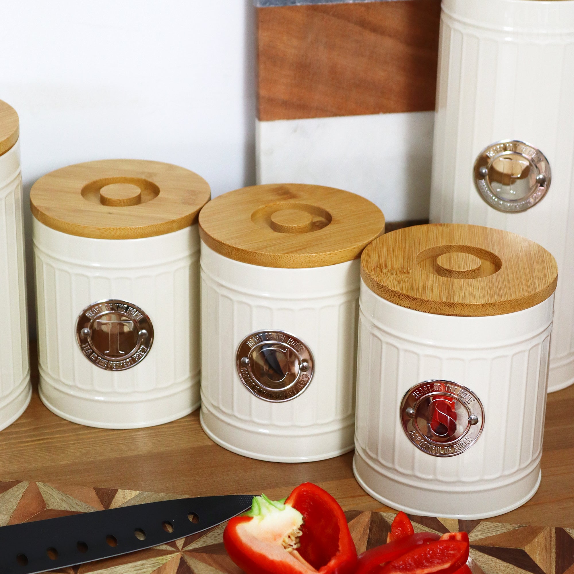 Retro Roman Pillar Tea Coffee Sugar Canisters