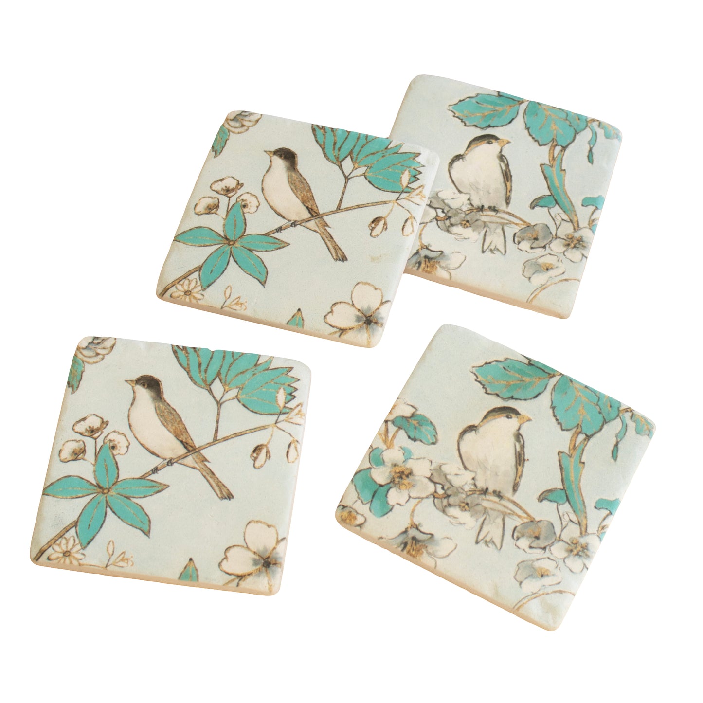 Set Of 4 Summer Swallows Ceramic Coasters