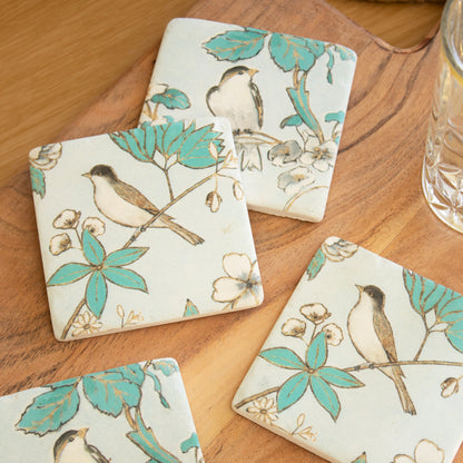 Set Of 4 Summer Swallows Ceramic Coasters