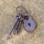 Set Of Hanging Cast Iron Keys With Padlock