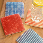 Set Of 4 Nautical Stripes Ceramic Coasters