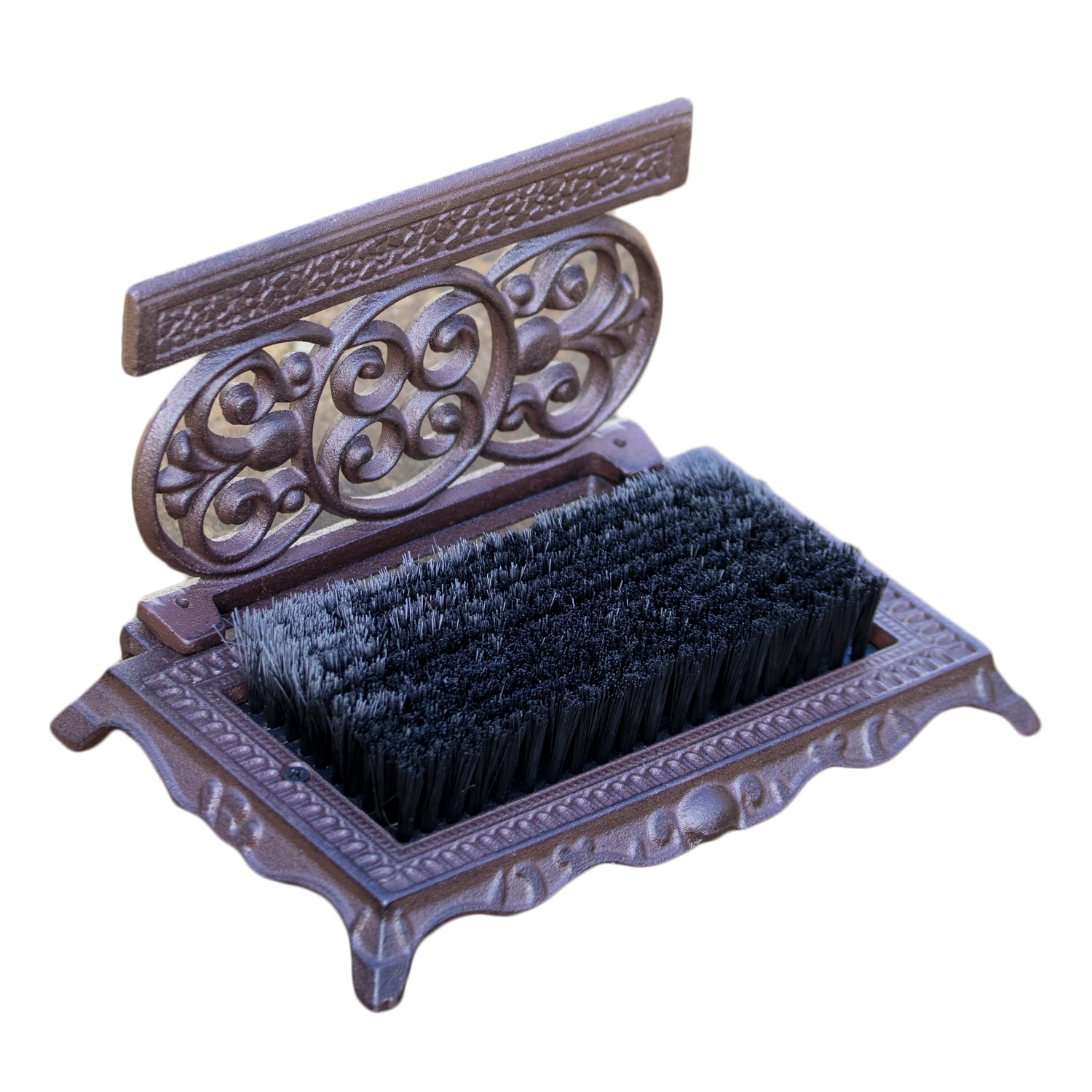 Ornate Cast Iron Boot Scraper & Brush