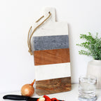 Long Marble & Wood Striped Serve Board