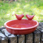 Desert Red Oval Ceramic Bird Bath