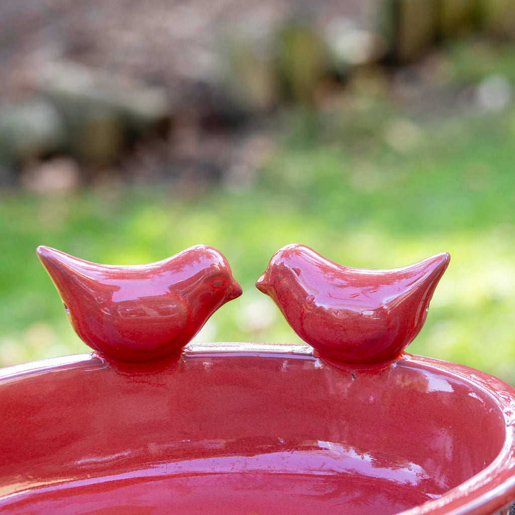 Desert Red Oval Ceramic Bird Bath