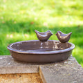 Desert Brown Oval Ceramic Bird Bath