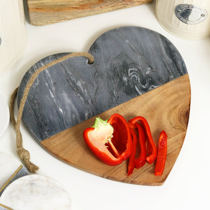 Grey Marble & Wood Heart Board