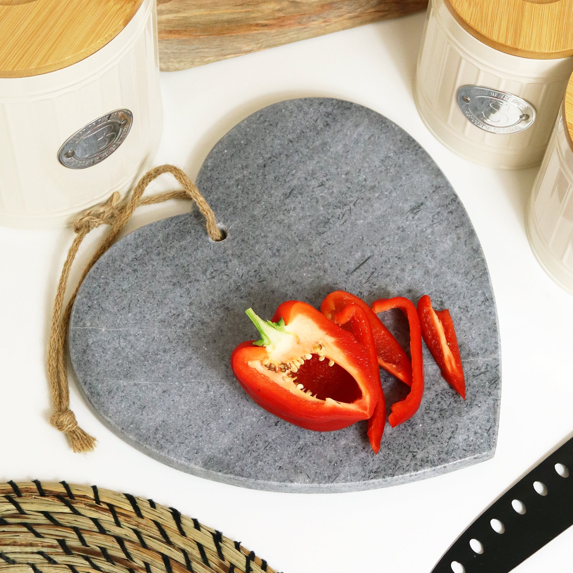 Grey Love Heart Marble Board