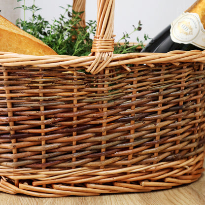 Two Tone Unpeeled Willow Shopping Basket