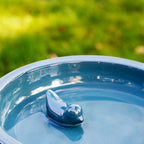 Blue Round Ceramic Pedestal Bird Bath
