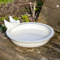 Round White Ceramic Bird Bath
