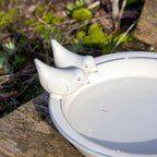 Round White Ceramic Bird Bath