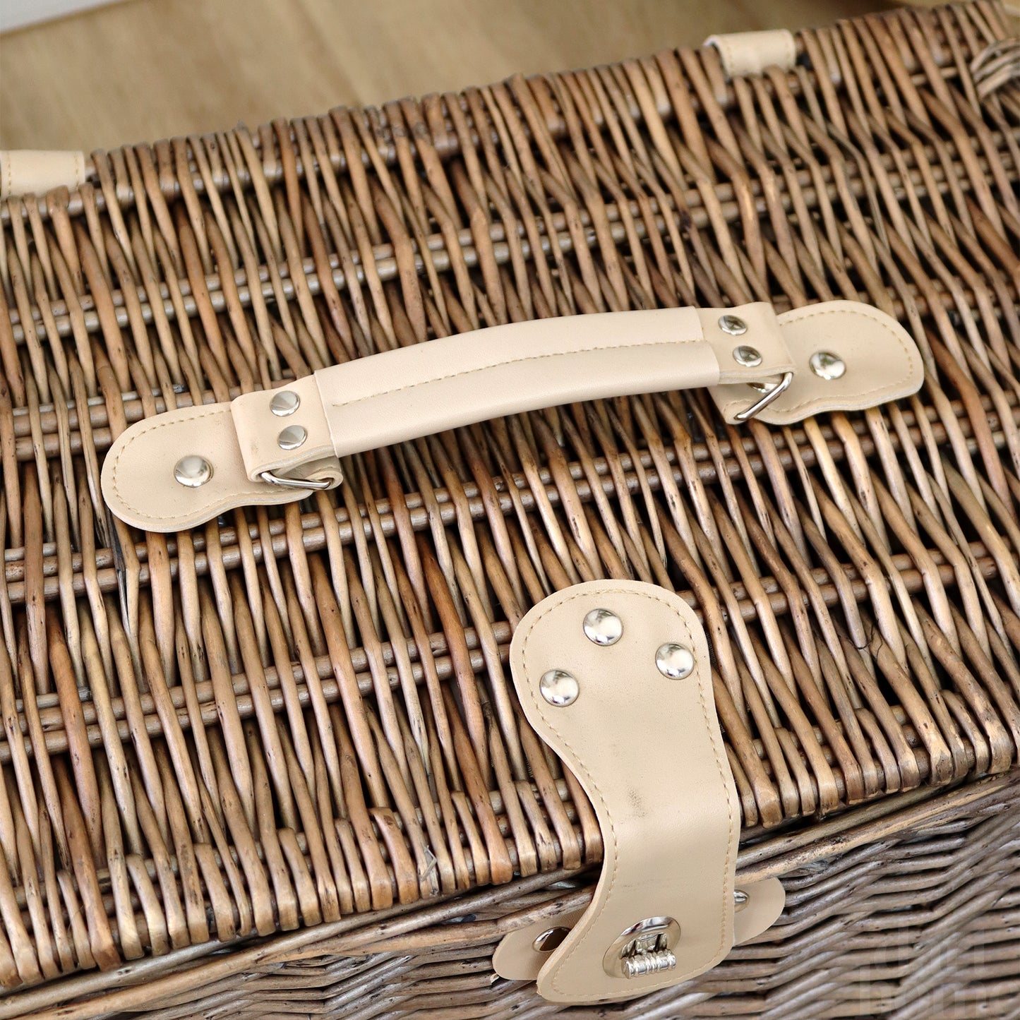 Antique Wash Wicker Chest Hamper