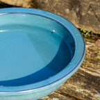 Round Sky Blue Ceramic Bird Bath
