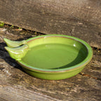 Round Olive Green Ceramic Bird Bath