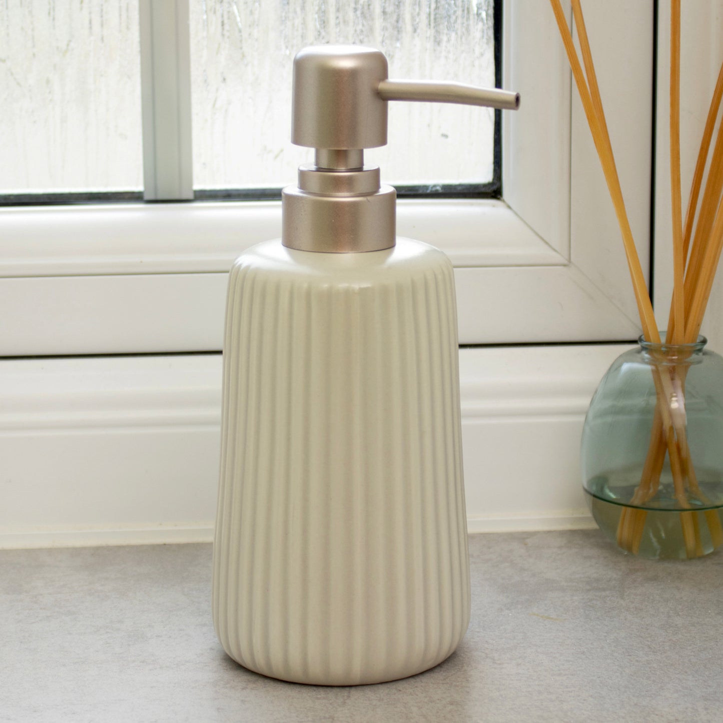 Stoneware Ribbed Soap Dispensers