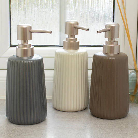 Stoneware Ribbed Soap Dispensers