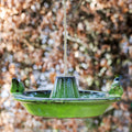 Hanging Green Glazed Ceramic Round Bird Bath