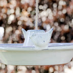 Hanging White Glazed Ceramic Round Bird Bath