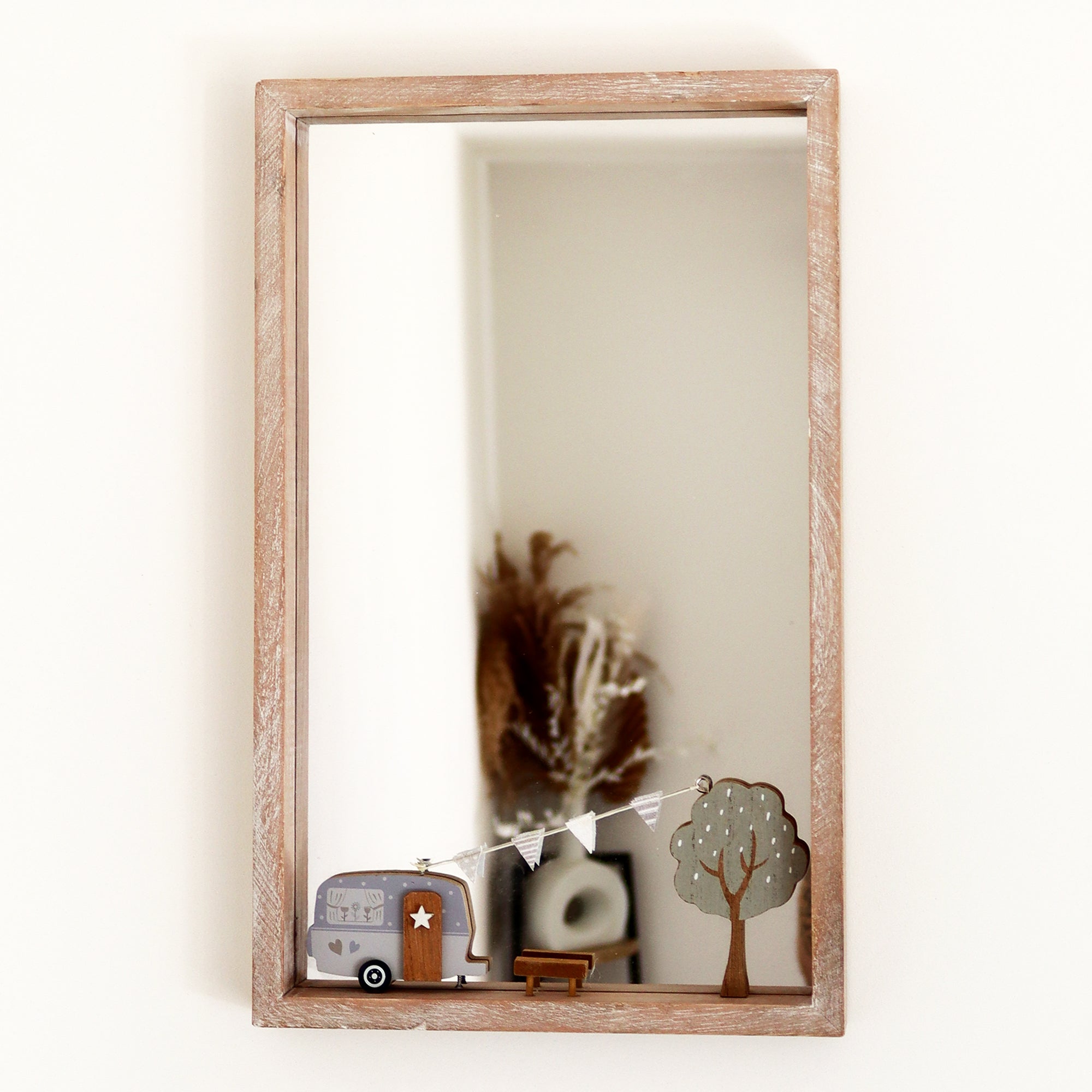 Wooden Frame Country Caravan Wall Mirror B
