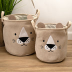 Set Of 2 Animal Corduroy Storage Basket