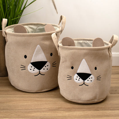 Set Of 2 Animal Corduroy Storage Basket