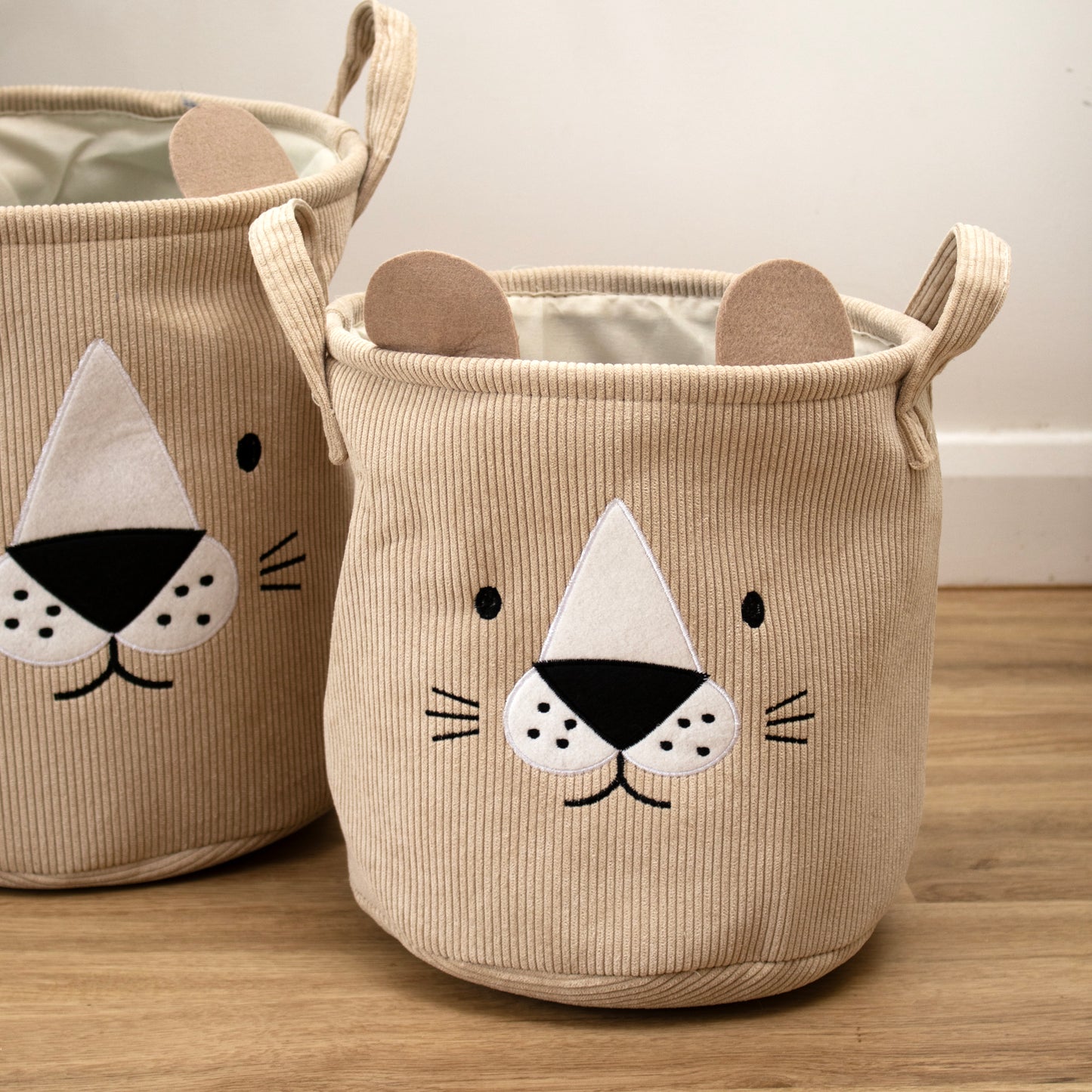 Set Of 2 Animal Corduroy Storage Basket