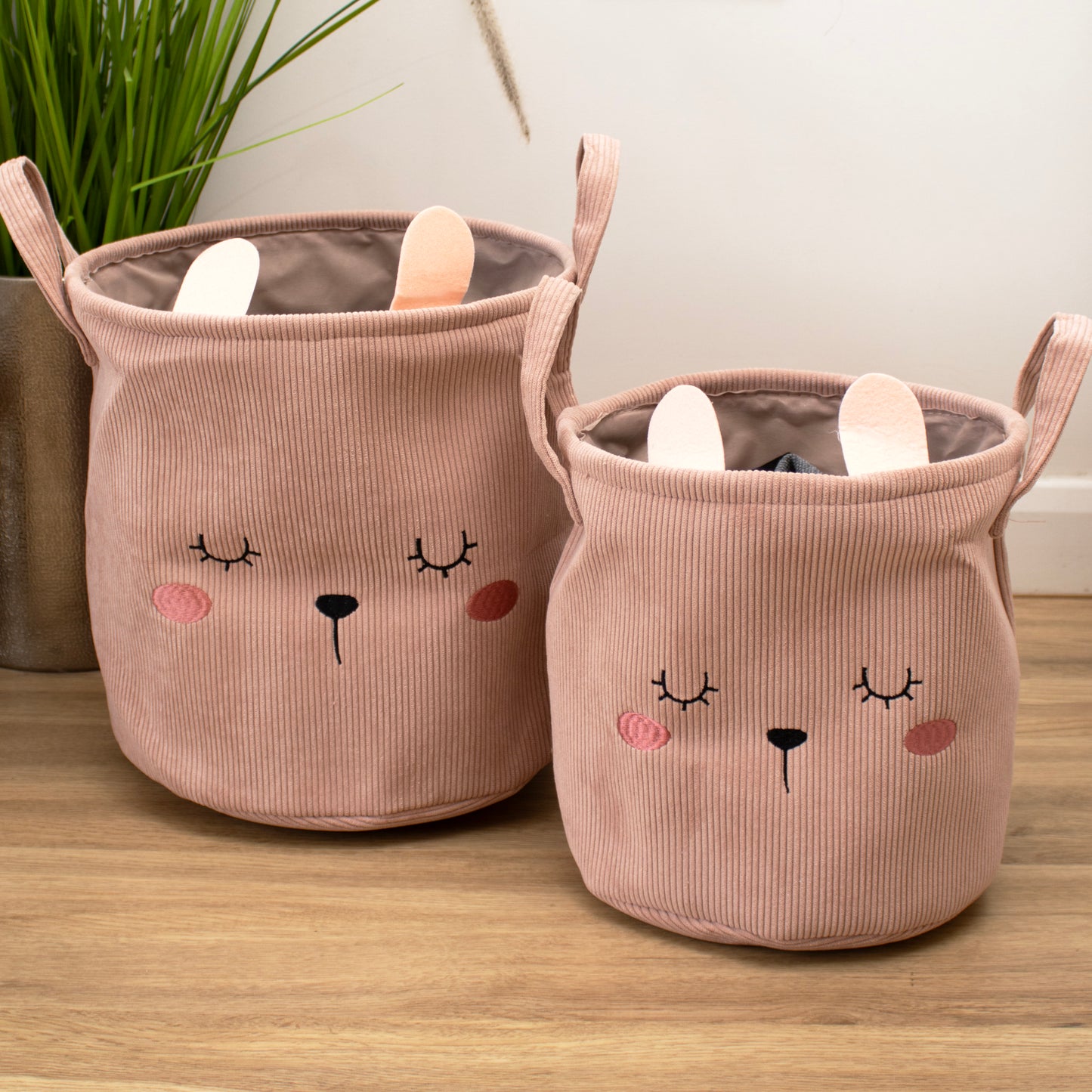 Set Of 2 Animal Corduroy Storage Basket