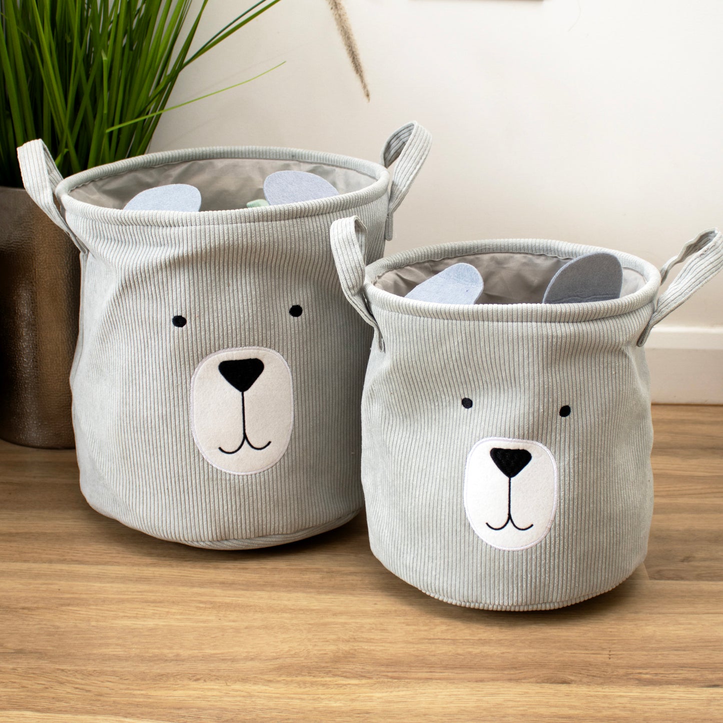 Set Of 2 Animal Corduroy Storage Basket