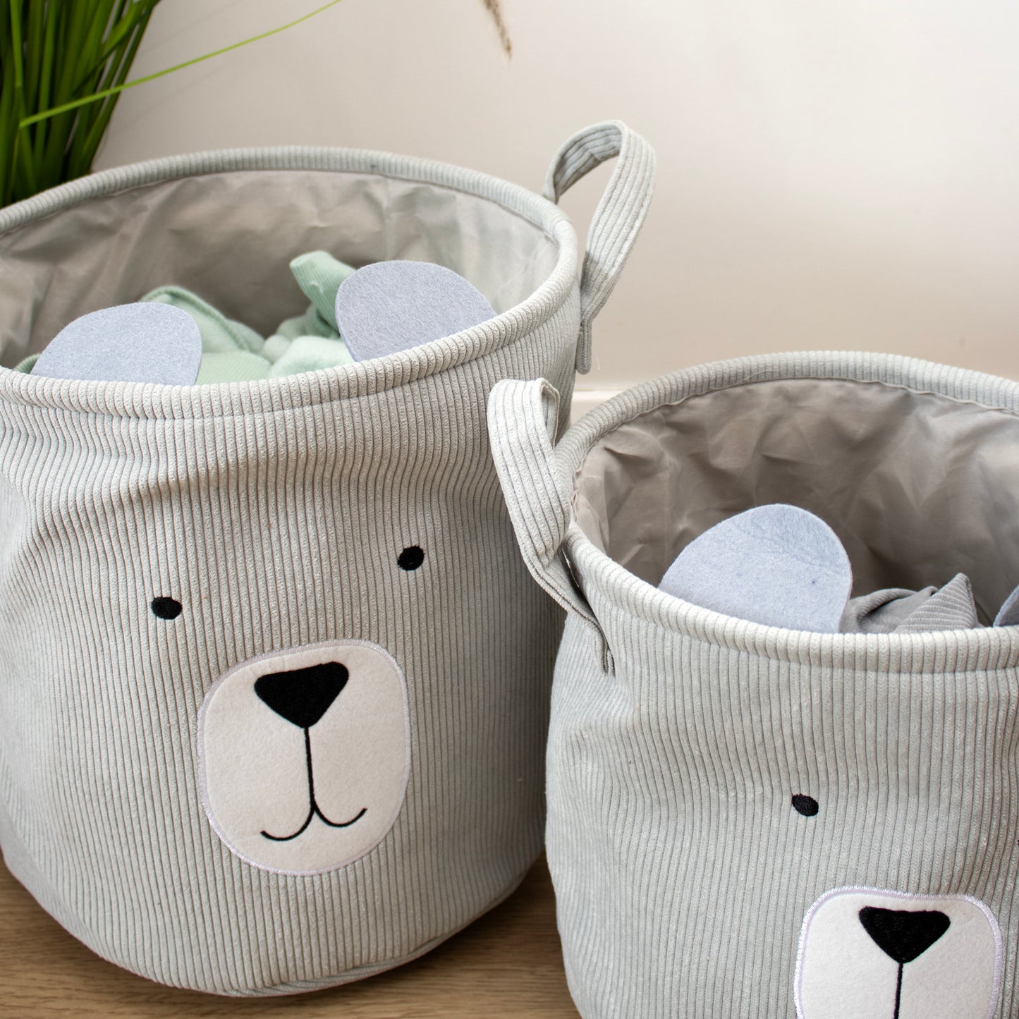 Set Of 2 Animal Corduroy Storage Basket